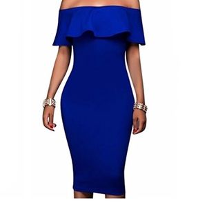 Off the Shoulder Ruffle Slim Fit Bodycon Dress